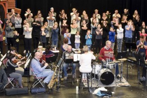 The cast and musicians of Shawnigan Lake School’s The Wizard of Oz hard at work during rehearsals (photo provided).