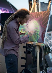 Victoria’s Keegan Rice hard at work on one of his paintings (photo provided).