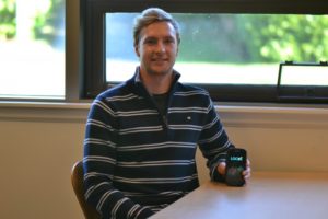 Camosun student Connor Foreman shows off his Locus app (photo by Jill Westby/Nexus).